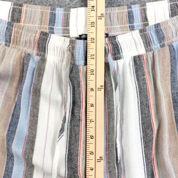 Chelsea & Theodore Pants Sz 1X Linen Blend Striped Cropped Wide Slit Leg Beach - Picture 7 of 11